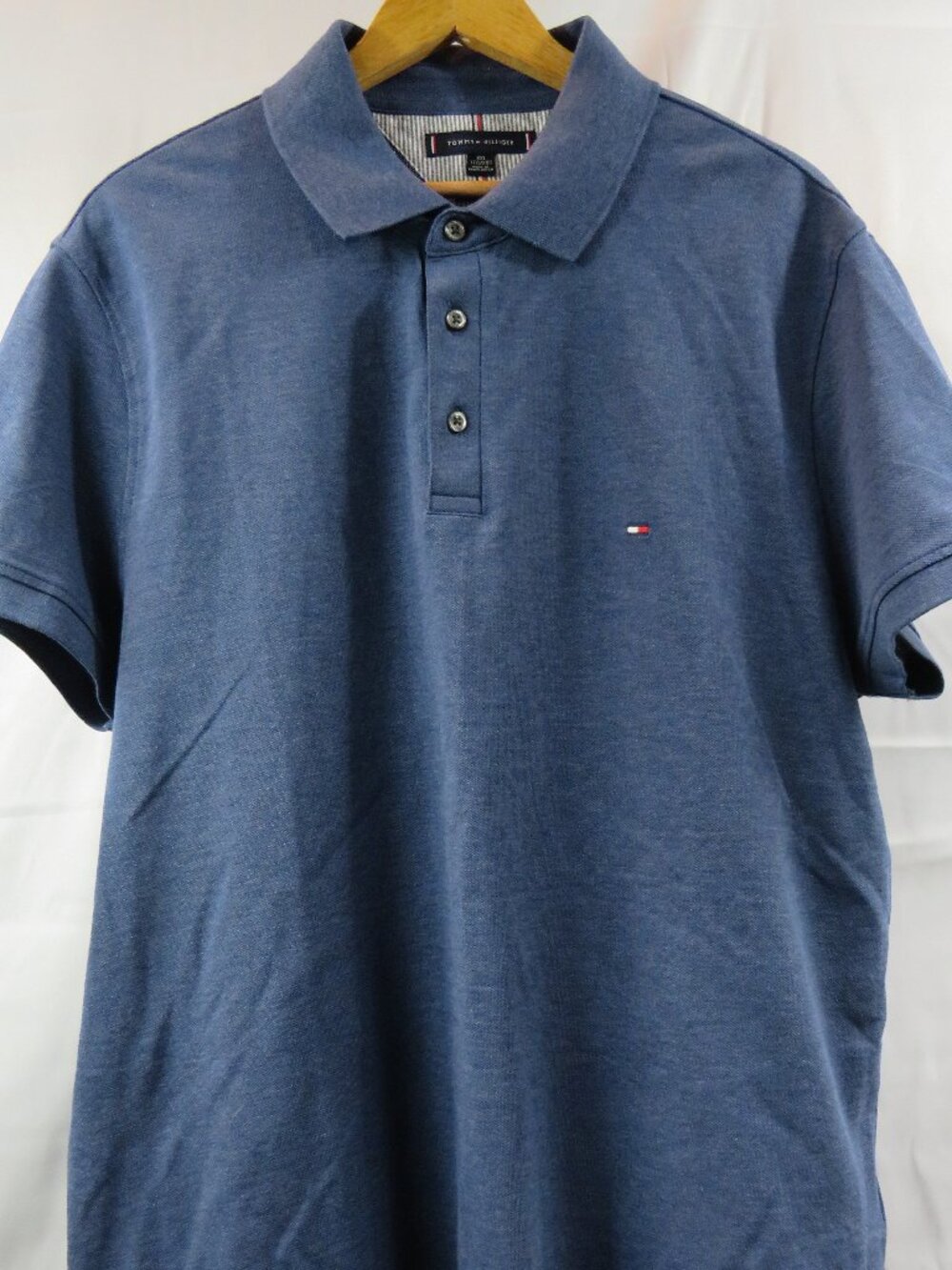 TOMMY HILFIGER Men Regular Fit Polo Neck Blue Shirt Size XXL
